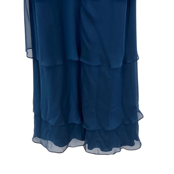 *Adrianna Papell Occasions 6 Teal Polyester Lined Ruffled Gown Beaded Detail - Picture 8 of 11